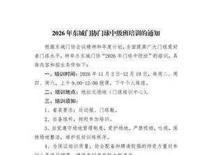 2026年北京东城门协门球中级培训通知